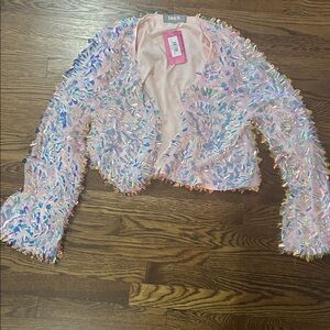 Sequin Embellished Pink Jacket